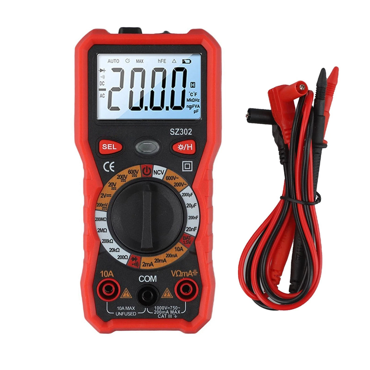 Digital Multimeter SZ302 with NCV Detection and Safety Features