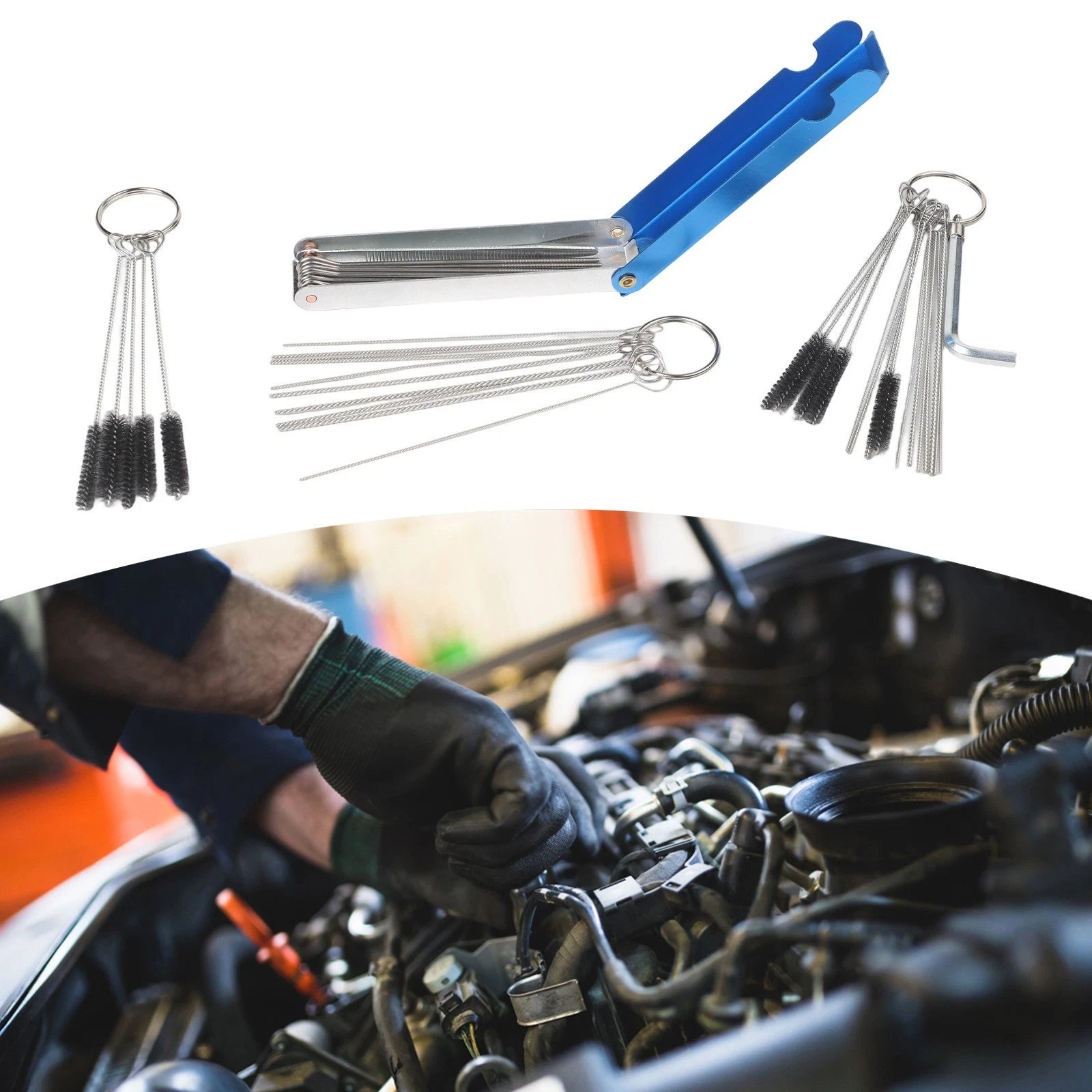 Set of 4 Carburetor Cleaning Brush Tools for Engine Maintenance
