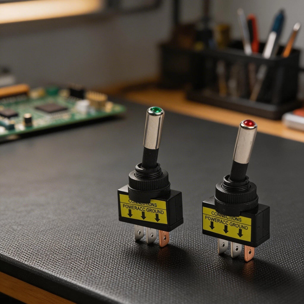 Set of 2 12V 20A Toggle Switch SPST 3Pin 12mm with LED Indicator