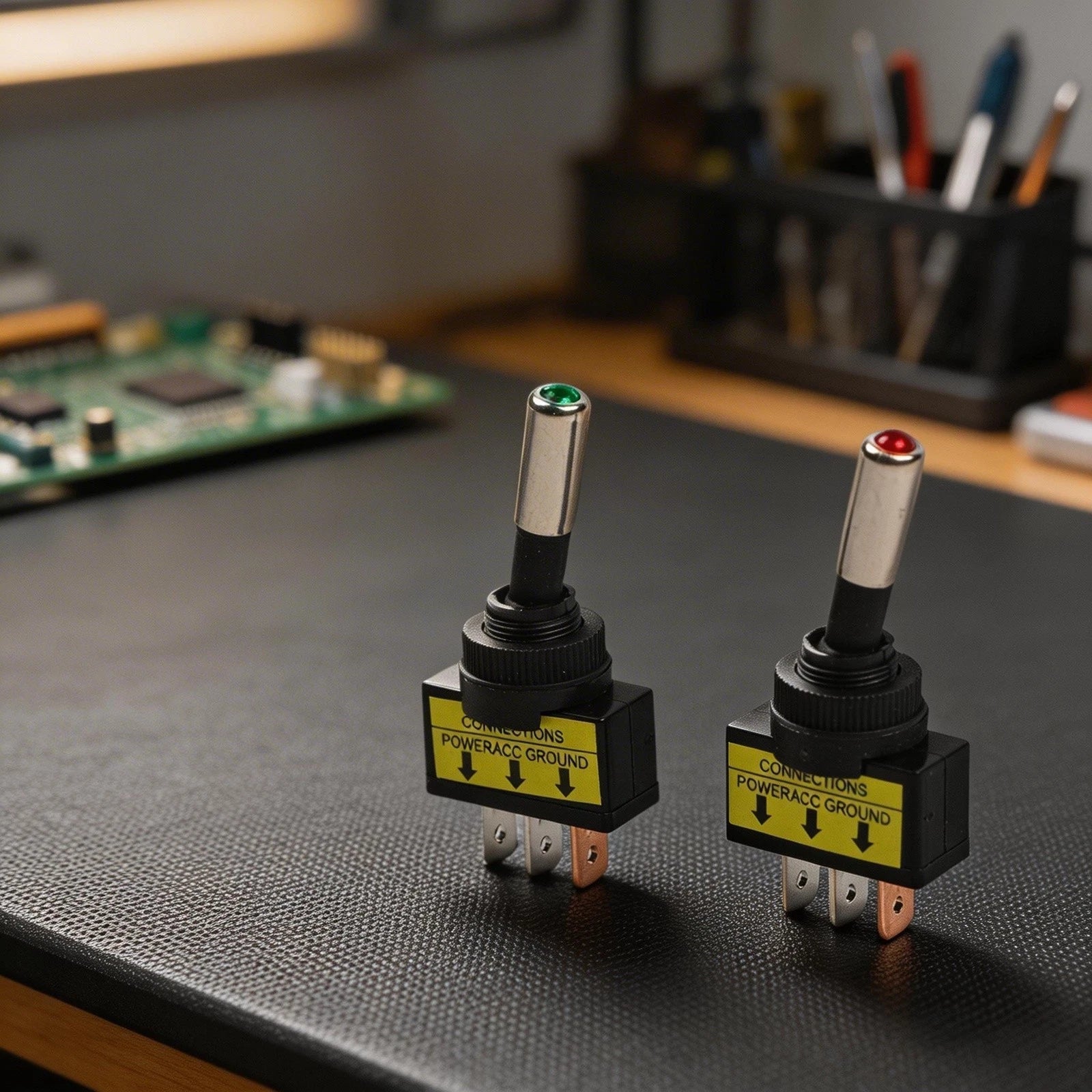 Set of 2 12V 20A Toggle Switch SPST 3Pin 12mm with LED Indicator
