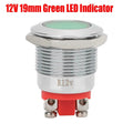 12V DC Green LED Indicator Light for Universal Use (19mm)