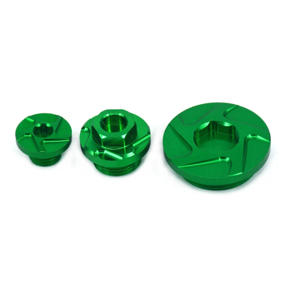 3X CNC Engine Timing Oil Filter Plugs for Kawasaki KX250F KLX450R