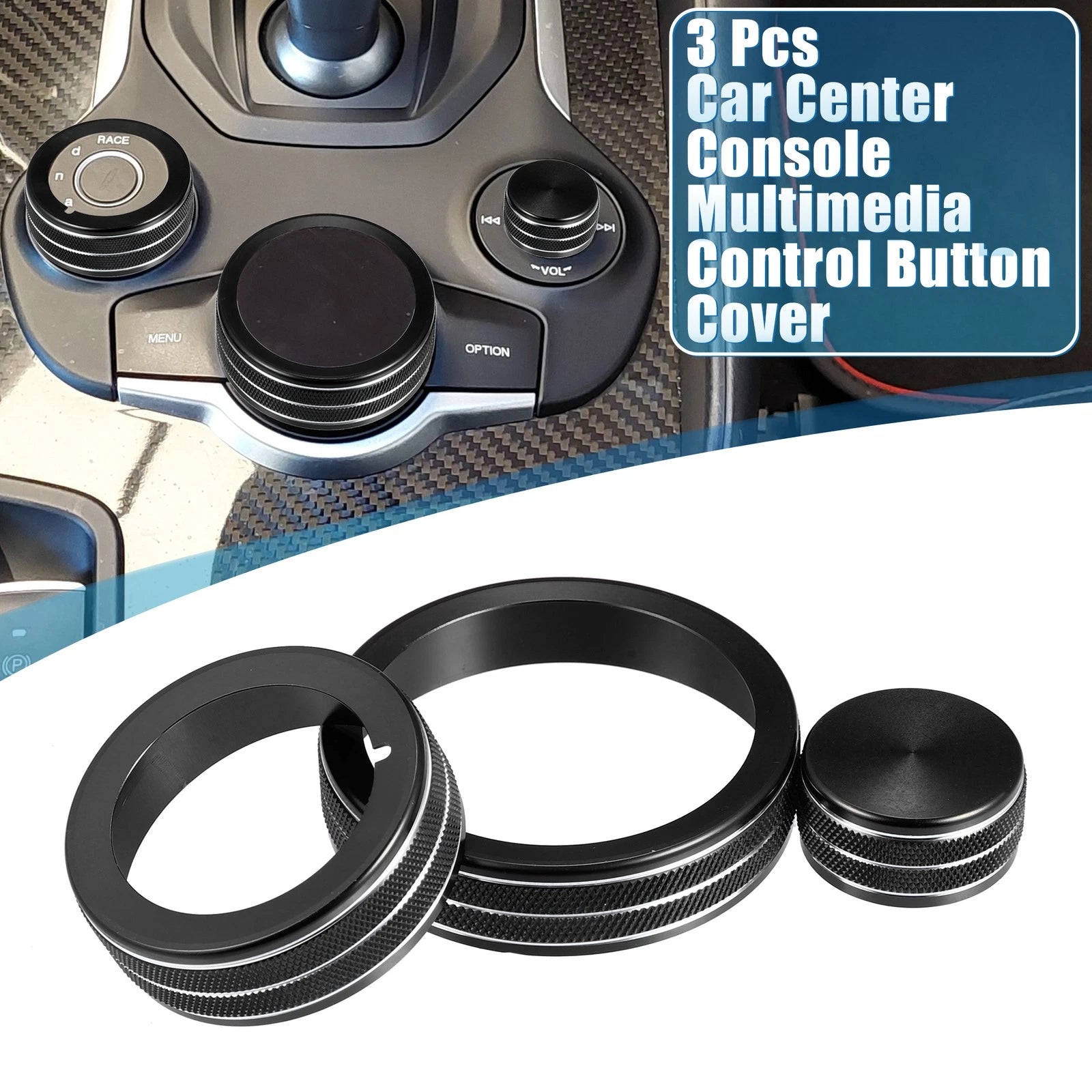 Set of 3 Multimedia Control Button Covers for Alfa Romeo Giulia (2017–2019)