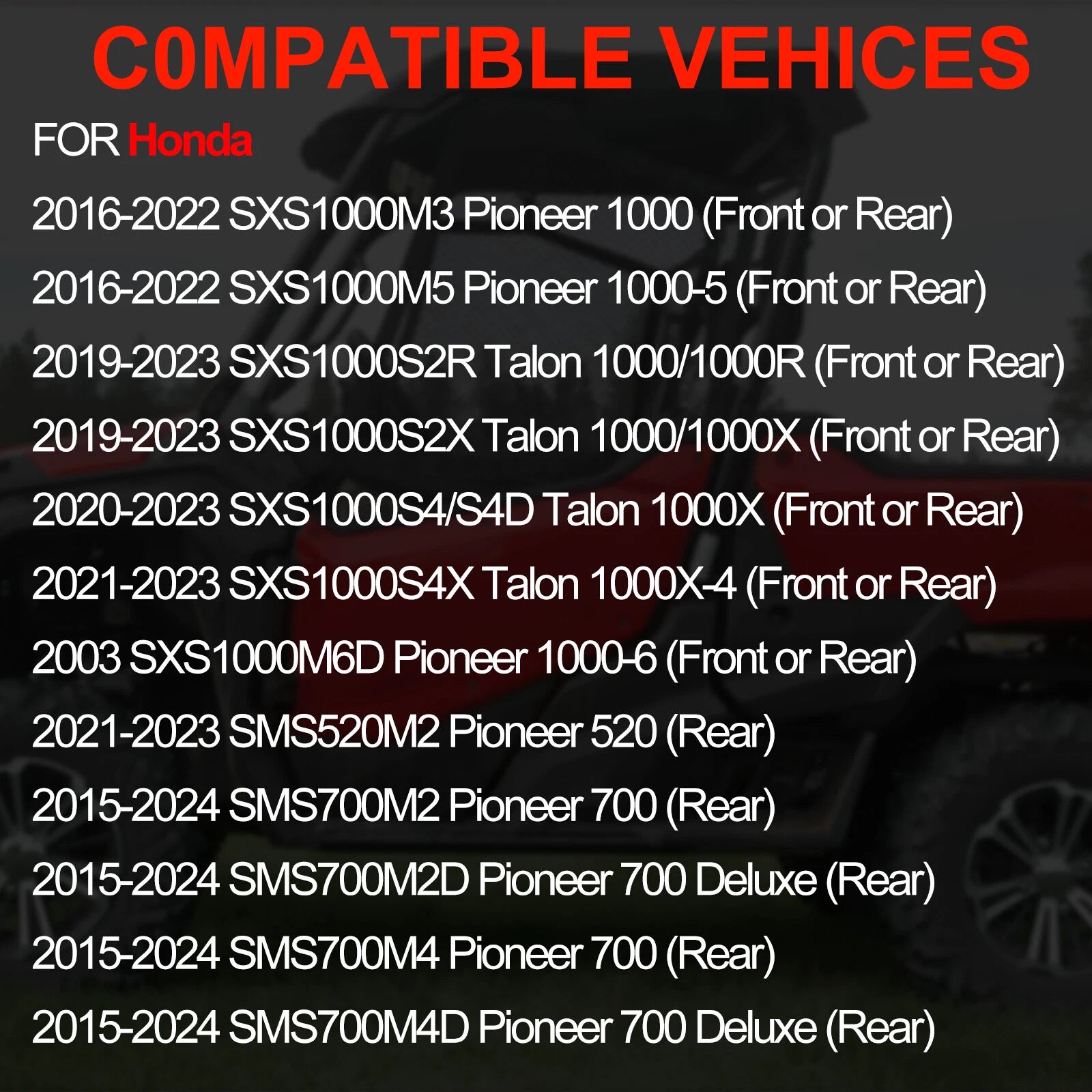Front & Rear Wheel Bearing for Honda Talon 1000 1000R 1000X 1000X-4 (2019–2023)