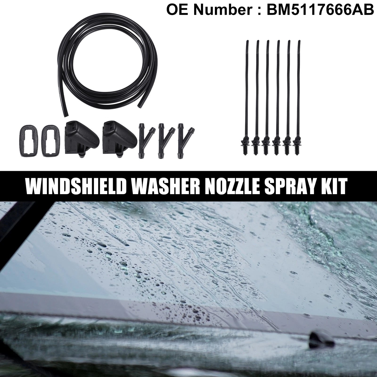 Car Windshield Washer Water Nozzle Spray Replacement for Ford Focus (2012–2018)