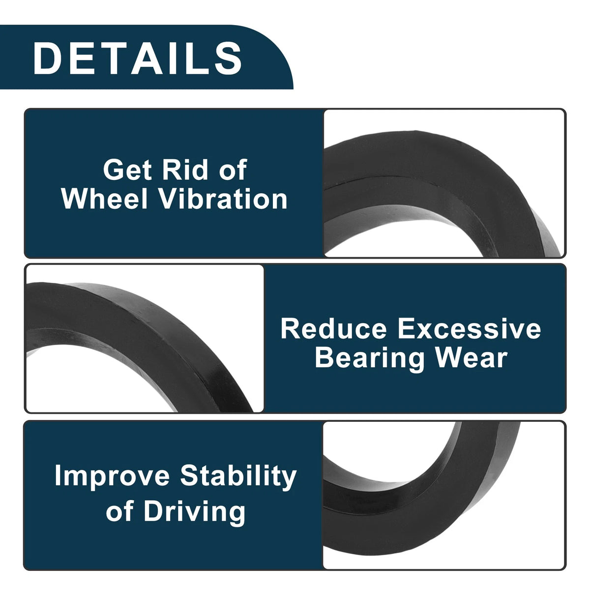 2X Wheel Hub Centric Rings for Car (OD 75.1mm ID 56.1mm Black Polycarbonate)