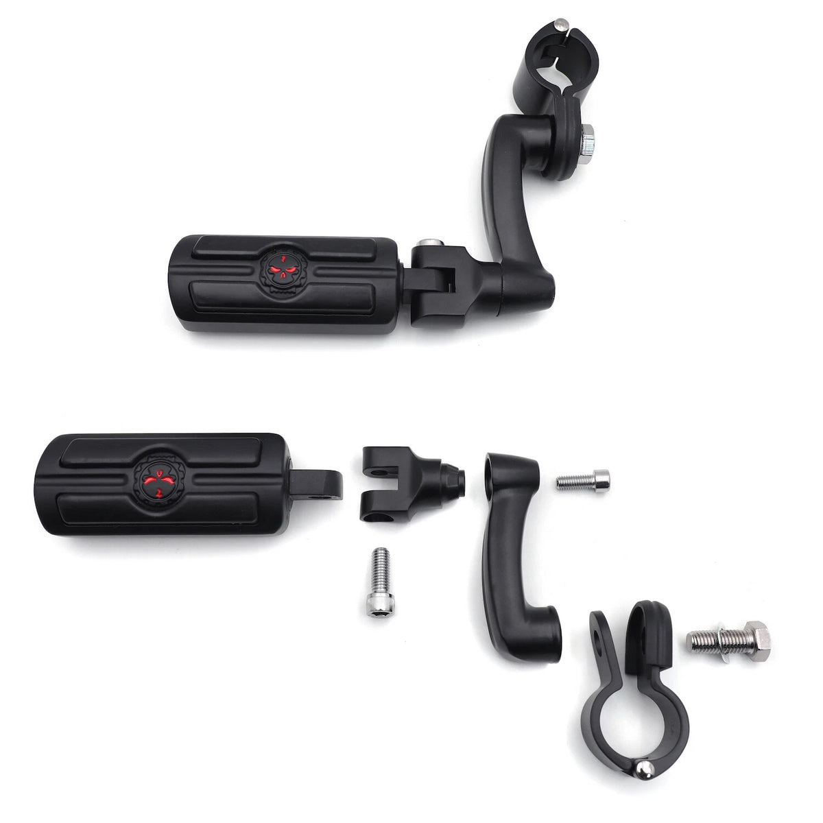 Engine Guard Footpeg Set of 2 for Harley Davidson (32mm, Black Skull)