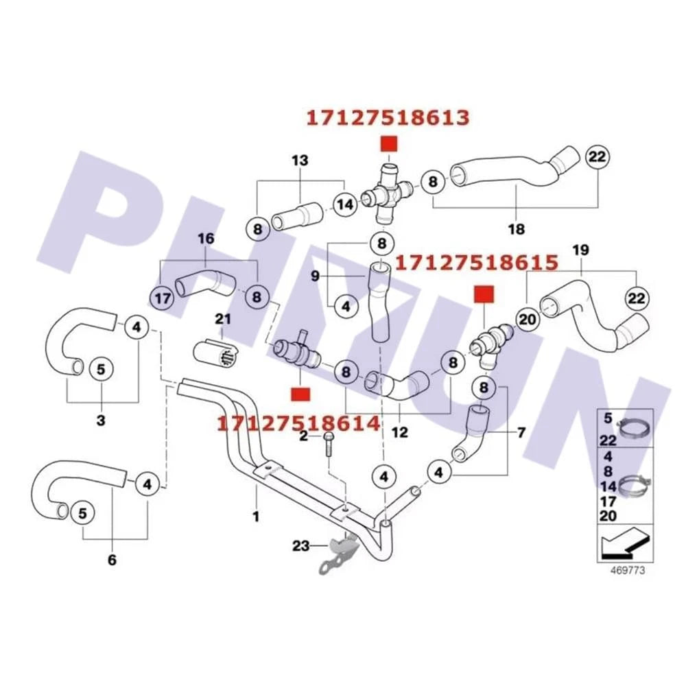 4-Way Cooling Heater Hose Connector for MINI Cooper S R53 (2002–2006)