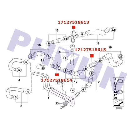 4-Way Cooling Heater Hose Connector for MINI Cooper S R53 (2002–2006)