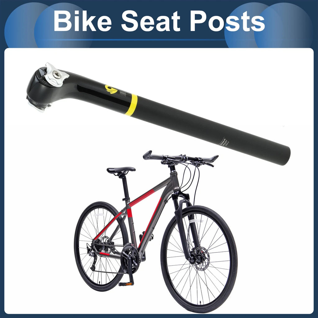 Seat Post 30.8x400mm 20 Degree Offset for Bike Black Matte Black Yellow