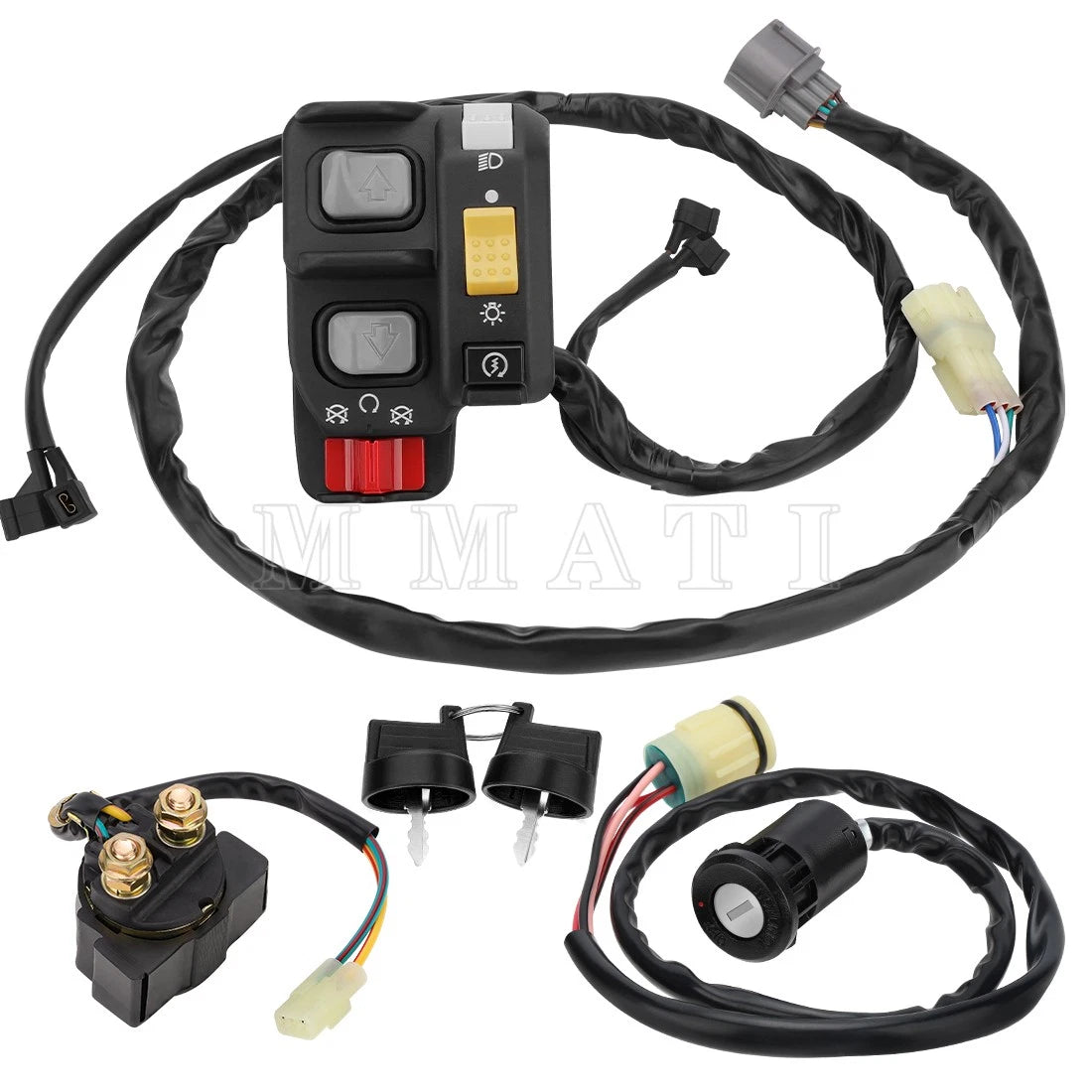 Left Handlebar Switch & Key Switch & Starter Relay for Honda TRX350FE/TE (2000–2006)
