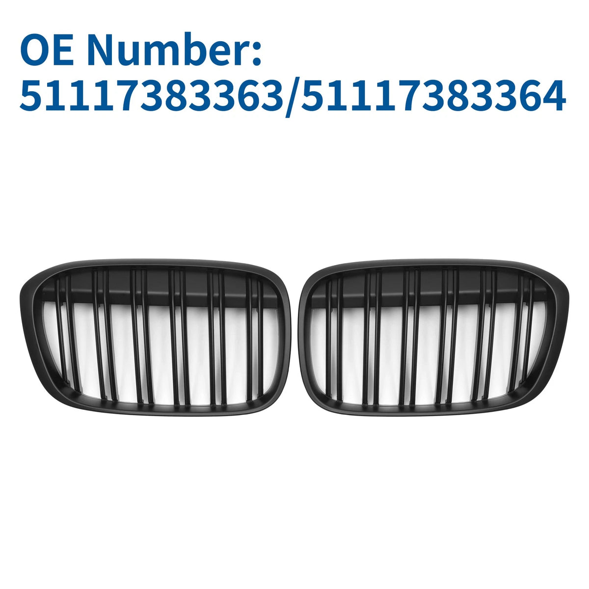 Front Upper Bumper Grille Grill Pair for BMW X1 F48 (2016–2022) Matte Black
