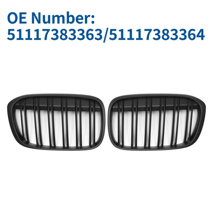Front Upper Bumper Grille Grill Pair for BMW X1 F48 (2016–2022) Matte Black