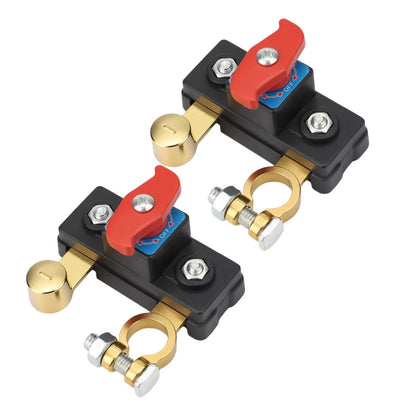 2Pcs Battery Disconnect Switch for Truck (12V-24V) Brass Terminals Anti-Drain