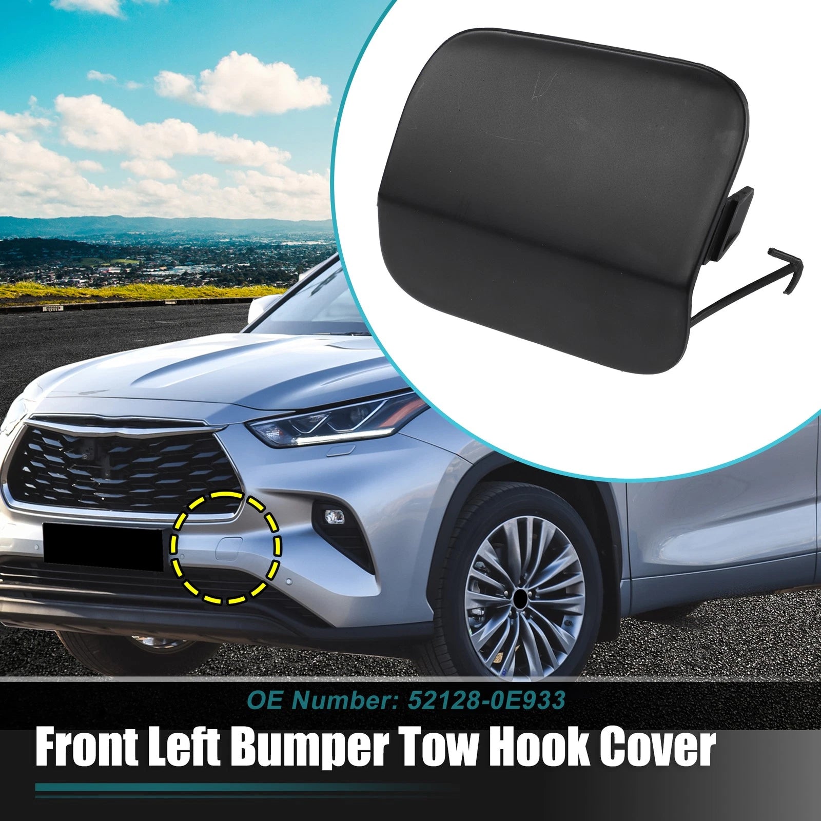 Front Left Bumper Tow Hook Cover Replacement for Toyota Highlander (2008–2013)