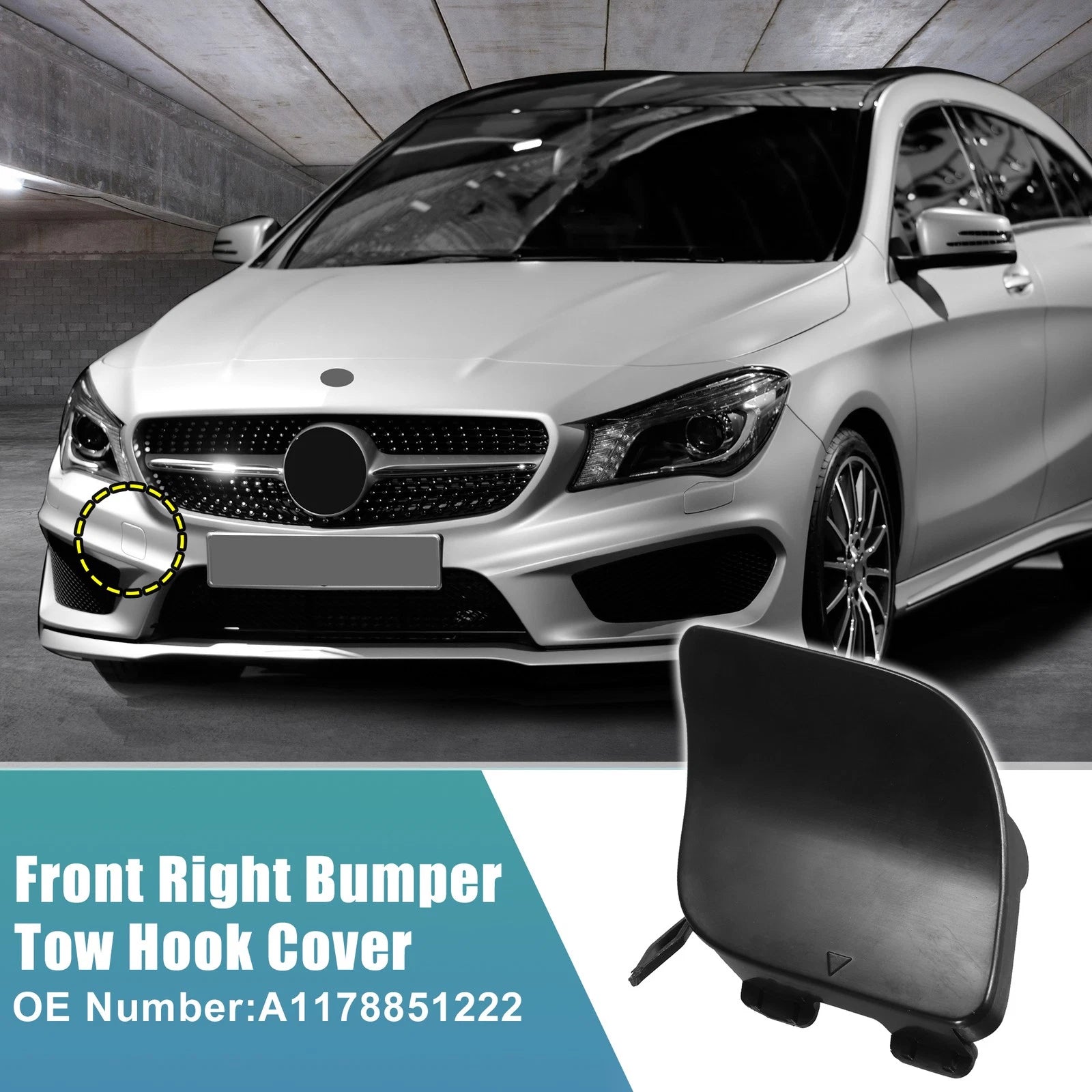 Unpainted Front Bumper Tow Hook Cover for Mercedes-Benz CLA-Class (2014–2019)