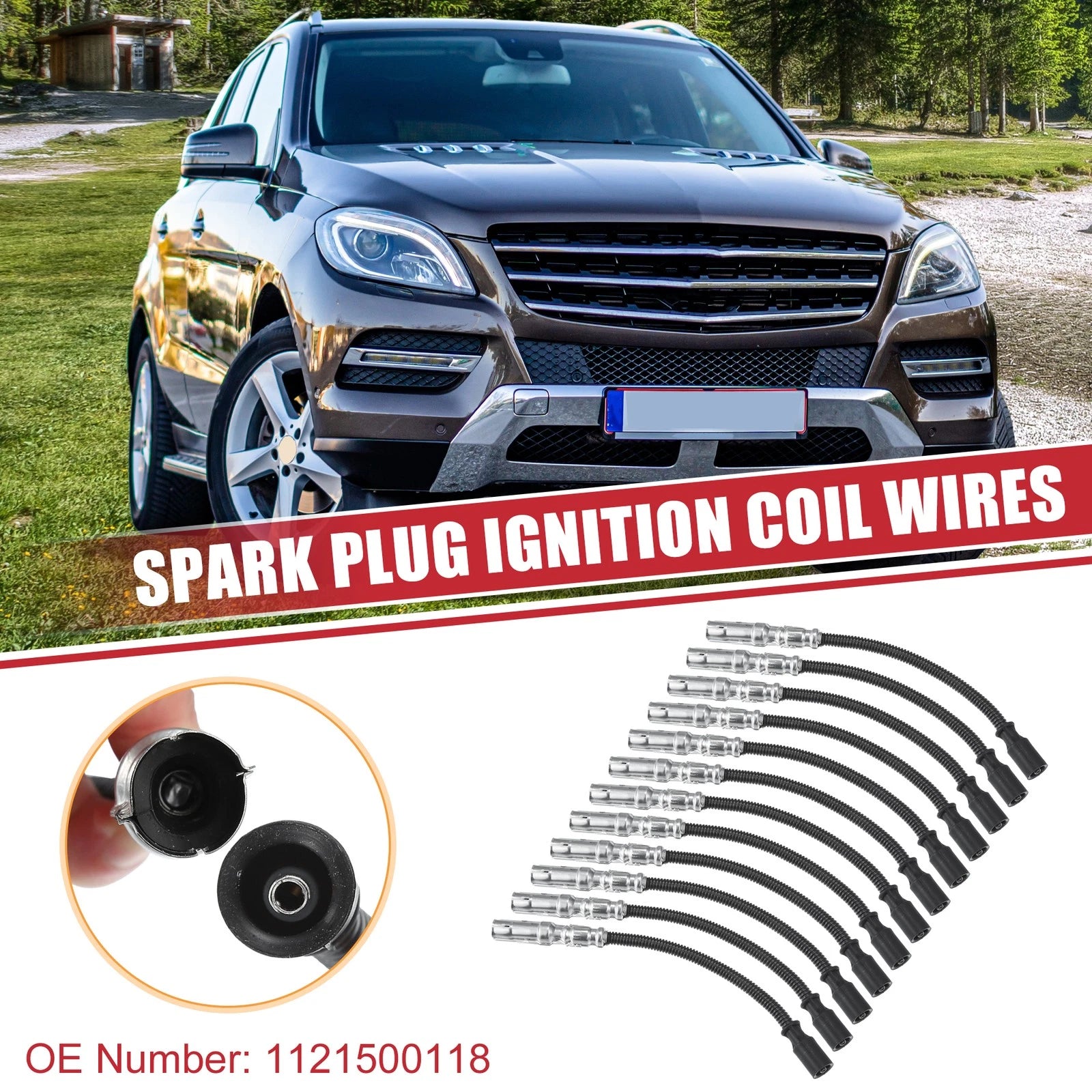 Spark Plug Wire and Ignition Coil Cable 12 Piece for Mercedes W163 (1999–2004)