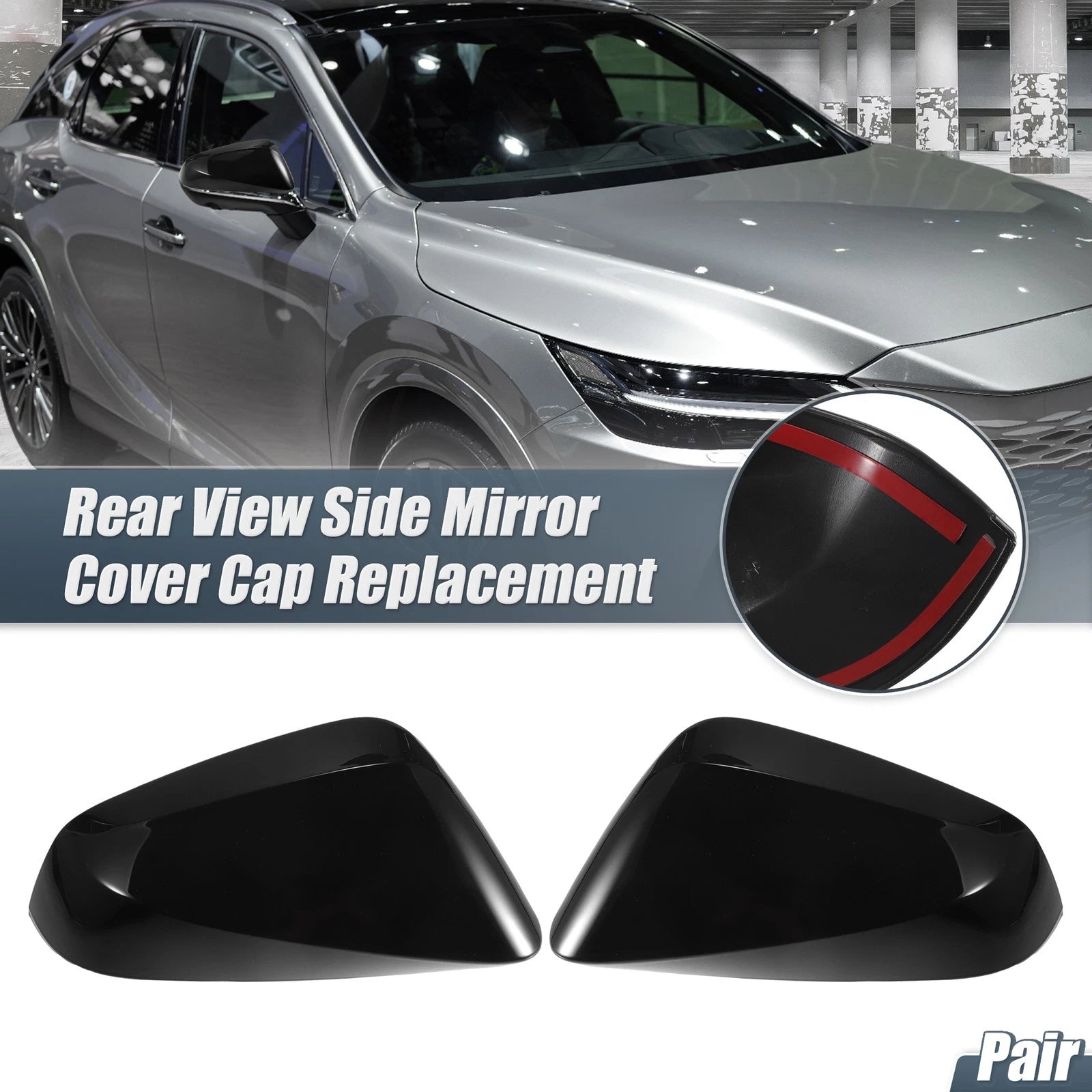Rearview Mirror Cover Caps Gloss Black Pair for Lexus RX (2023–2023)