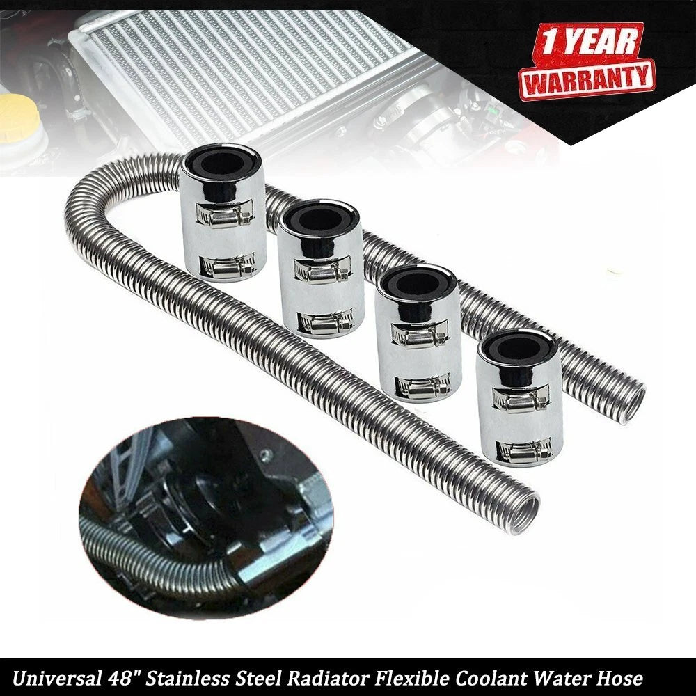 48" Stainless Steel Radiator Coolant Water Hose Kit Universal