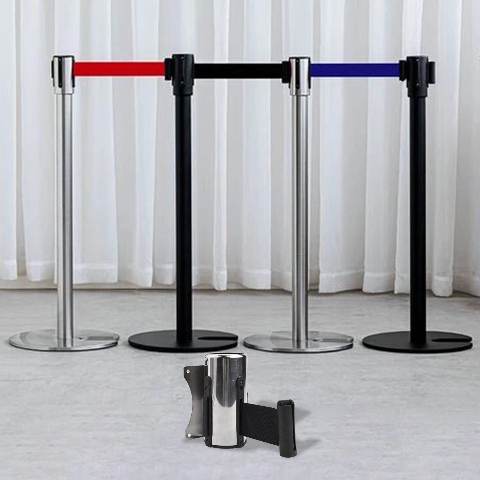 Stainless Steel Retractable Queue Barrier Strip for Universal Use (1pc)