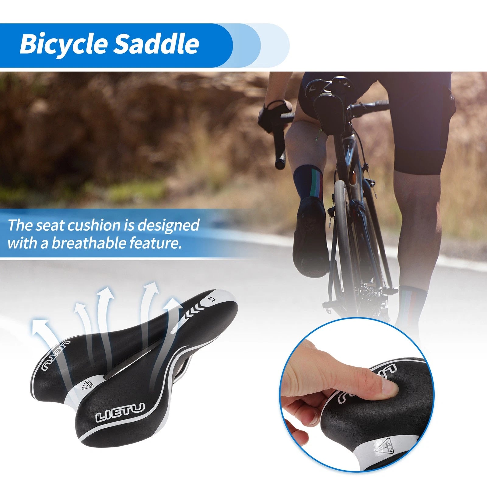 Bike Seat Cushion for Bicycle (Black & White)