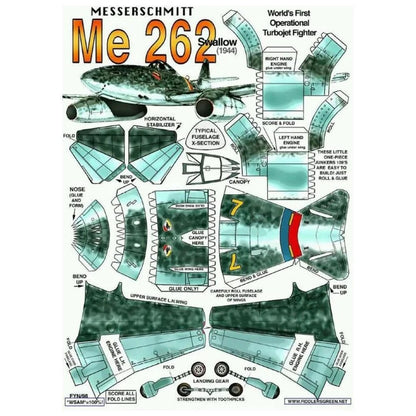 32CM DIY Paper WWII German ME-262 Fighter Jet Model Unassembled