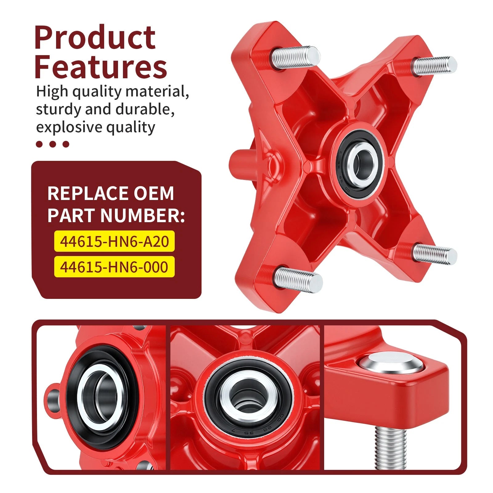 Set of 2 Red Wheel Hubs 44615-HN6-A20 for Honda TRX400X (2009–2014)