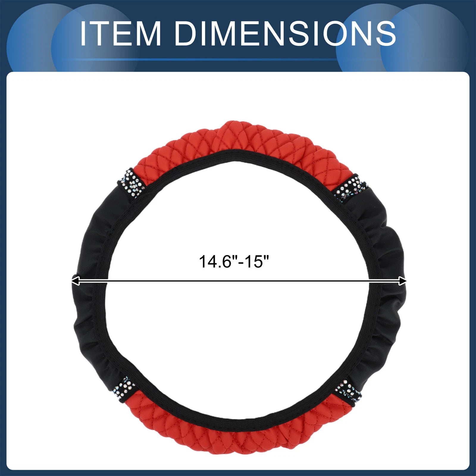 Steering Wheel Cover for Universal Vehicles (14.6"-15", Red)