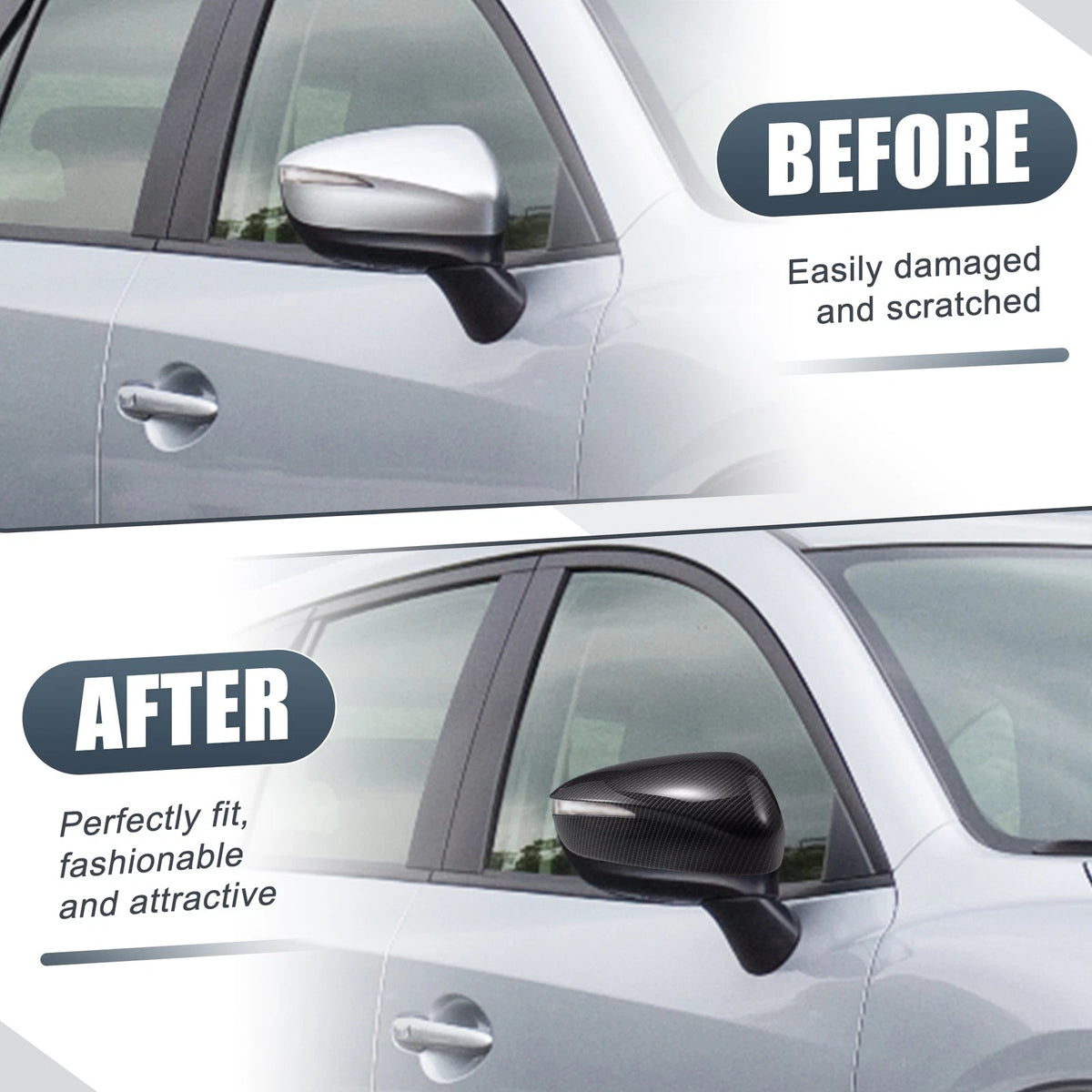1 Pair Rearview Mirror Cover Overlay Carbon Fiber for Mazda CX-5 (2015)