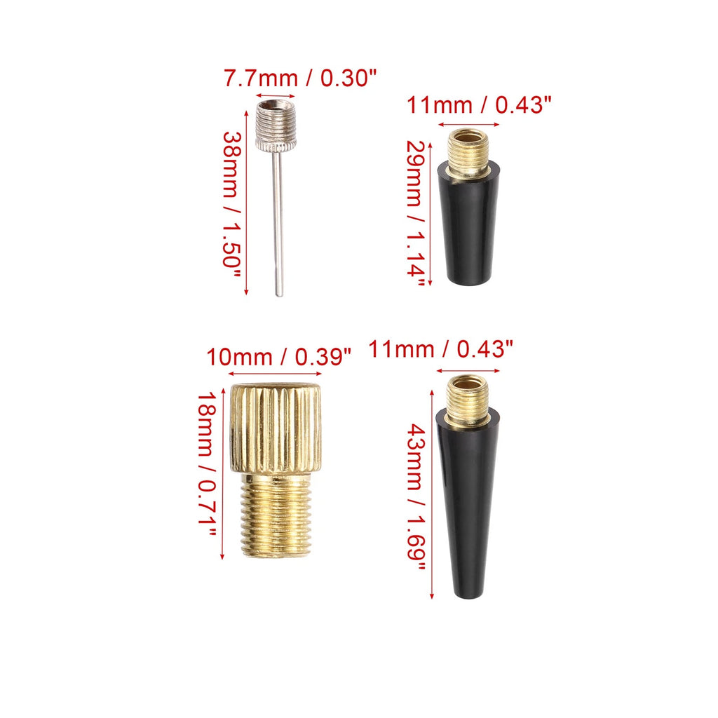 Bicycle Tire Valve Adapters Kit with Inflation Needles for Universal Use (—)