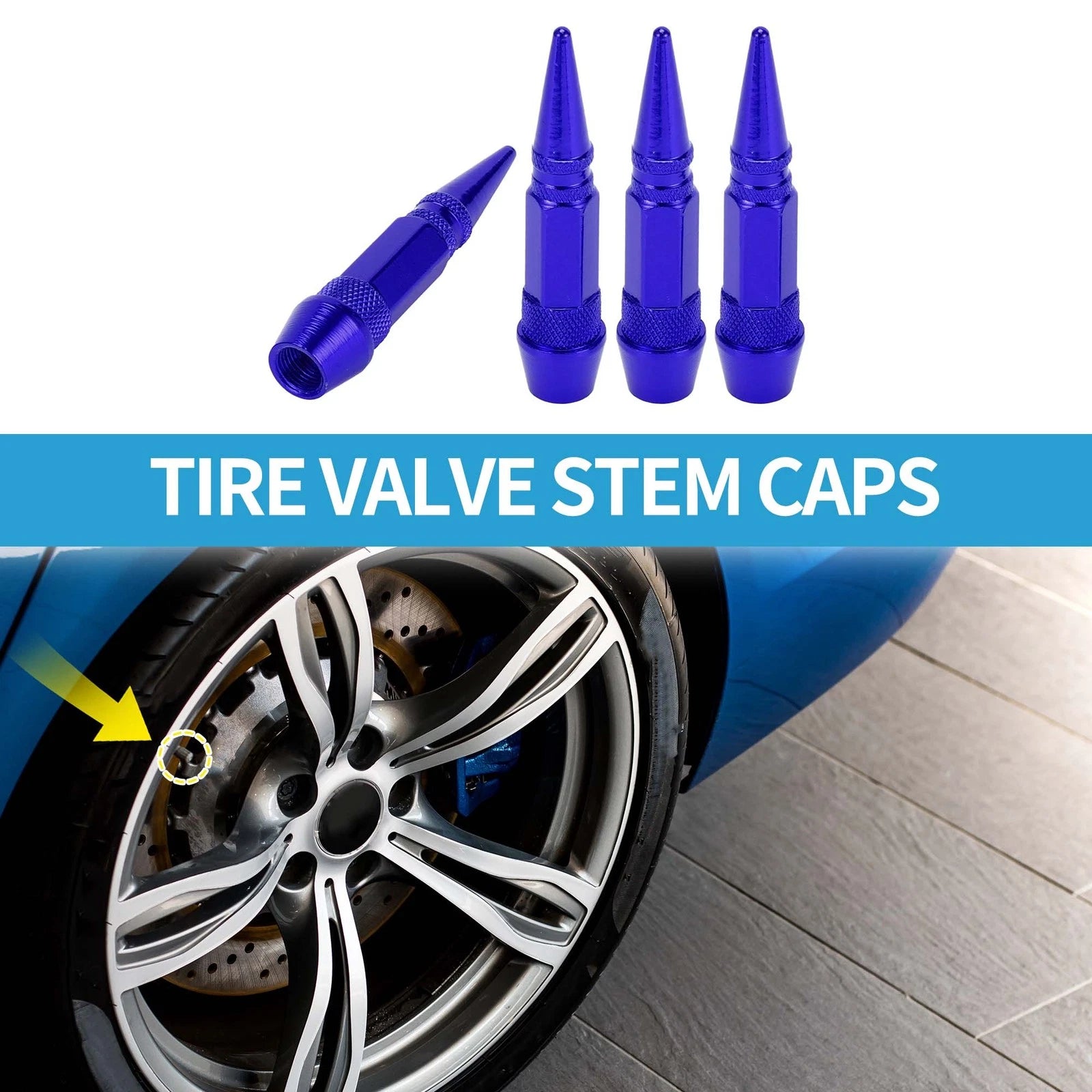 Tire Valve Stem Caps 60mm Replacement for Car SUV Bike RV (4 Pack)