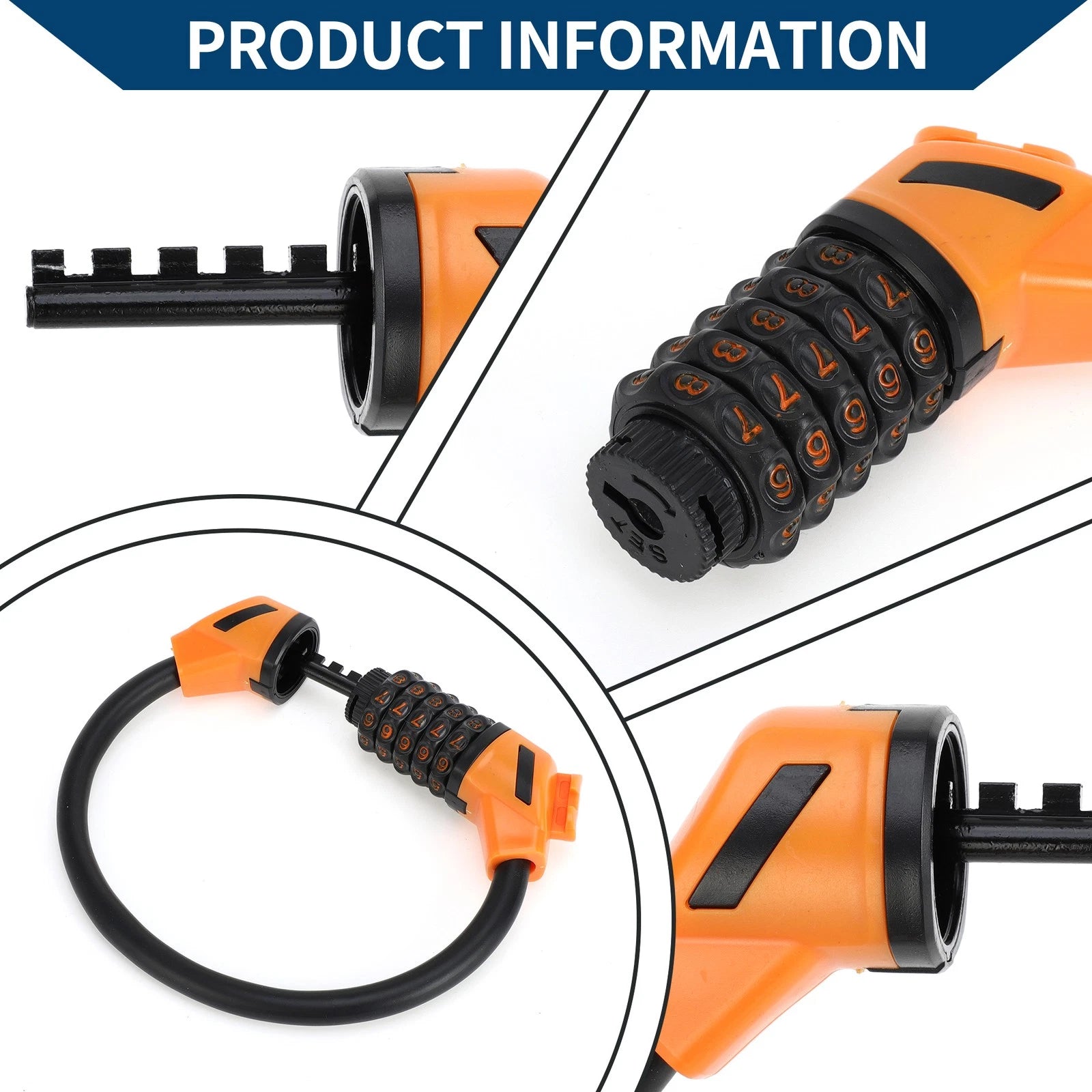 Bike Cable Lock with 5 Digit Resettable Combination for Any Bicycle (40cm)