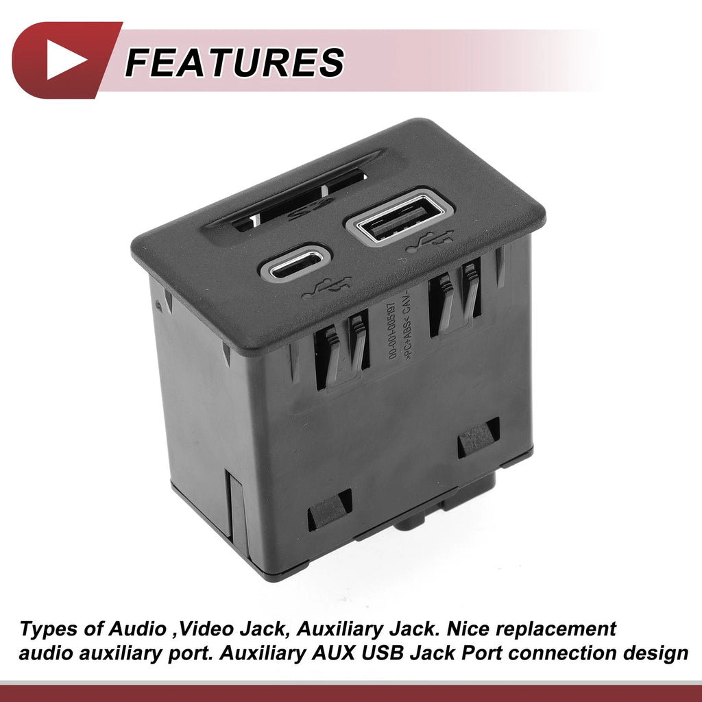 Aux USB Jack Port Replacement for Cadillac XT4 (2019–2020) Black