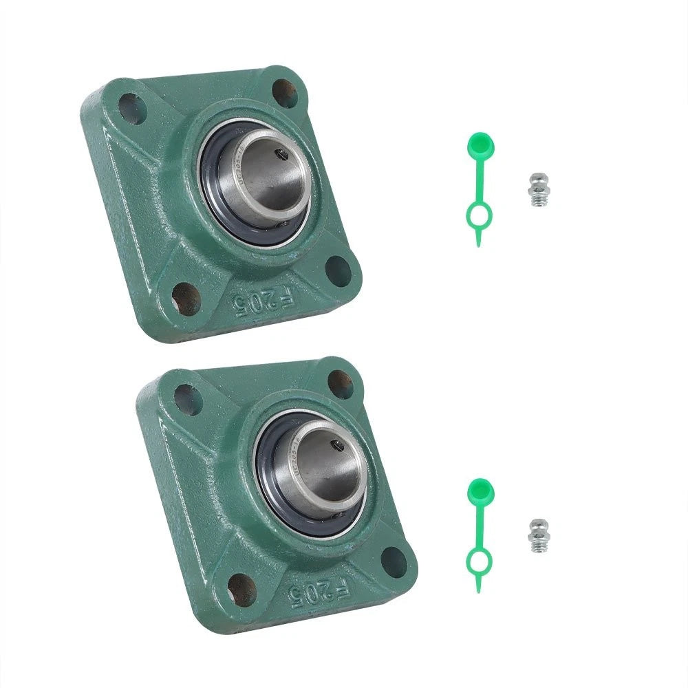 Set of 2 UCF205-16 Solid Base Pillow Block Bearings 1" Bore 4 Bolt