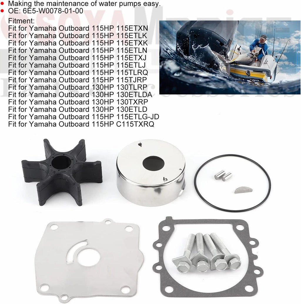 Water Pump Service Kit for Yamaha 115HP 130HP C115 L130 (18-3372, 6E5-W0078-A1)