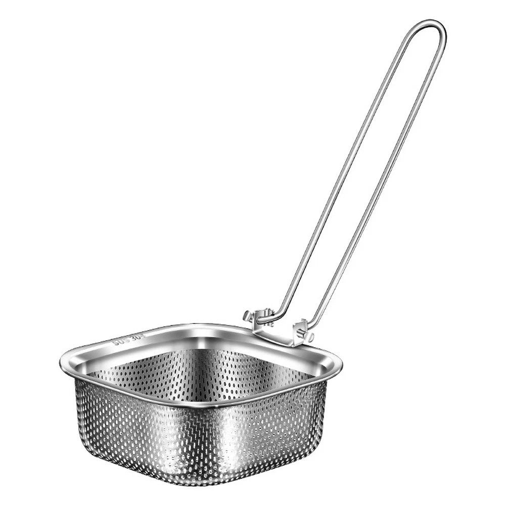 304 Stainless Steel Drain Basket for Kitchen Use (Foldable Handle)