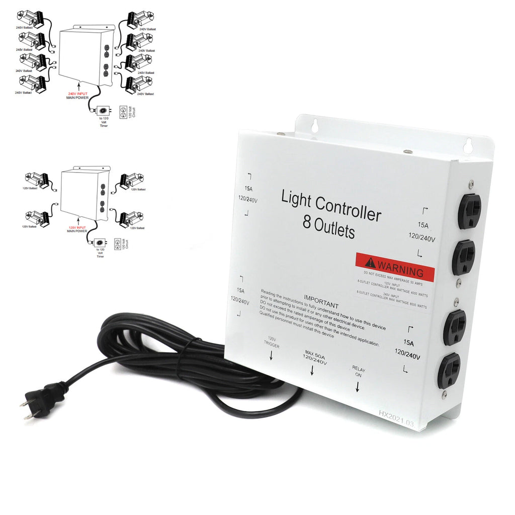 MCL 8 Outlet HID Master Light Controller Electric Box 120V/240V 50A