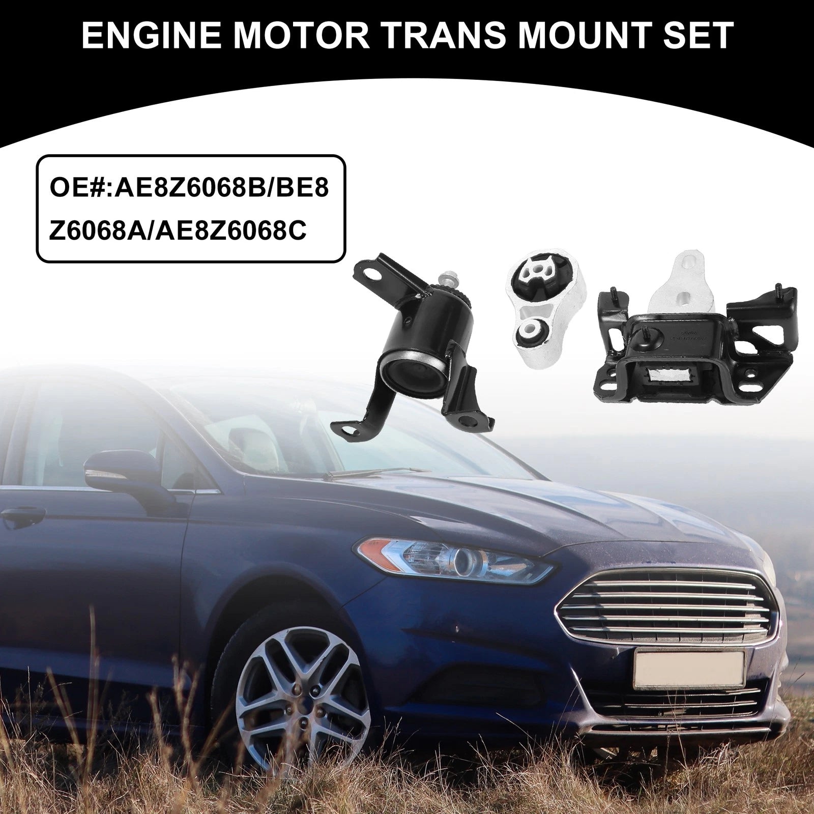 Engine Motor Trans Mount Set Replacement for Ford Fiesta 1.6L (2011–2017)