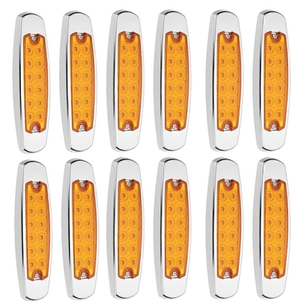 12 LED Side Marker Lamps for Truck Trailer (Amber)