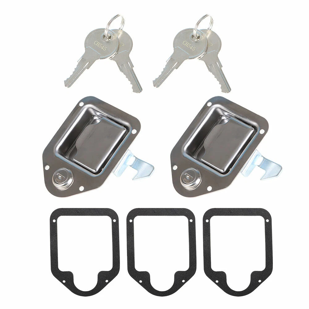 2X Stainless Door Lock Latch for Trailer Toolbox RV (4-3/8" x 3-1/4")