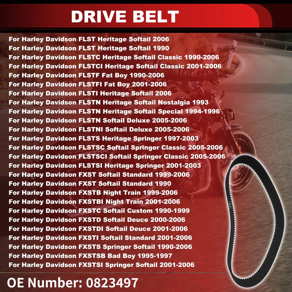 Drive Belt for Harley Davidson FLST Heritage Softail (2006) BDL1413