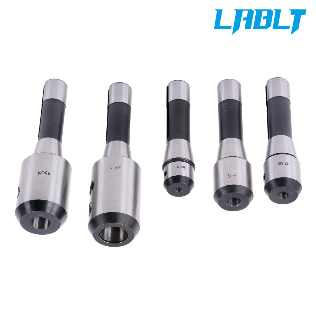 Set of 5 End Mill Holders for R8 (1/4", 3/8", 1/2", 3/4", 1")