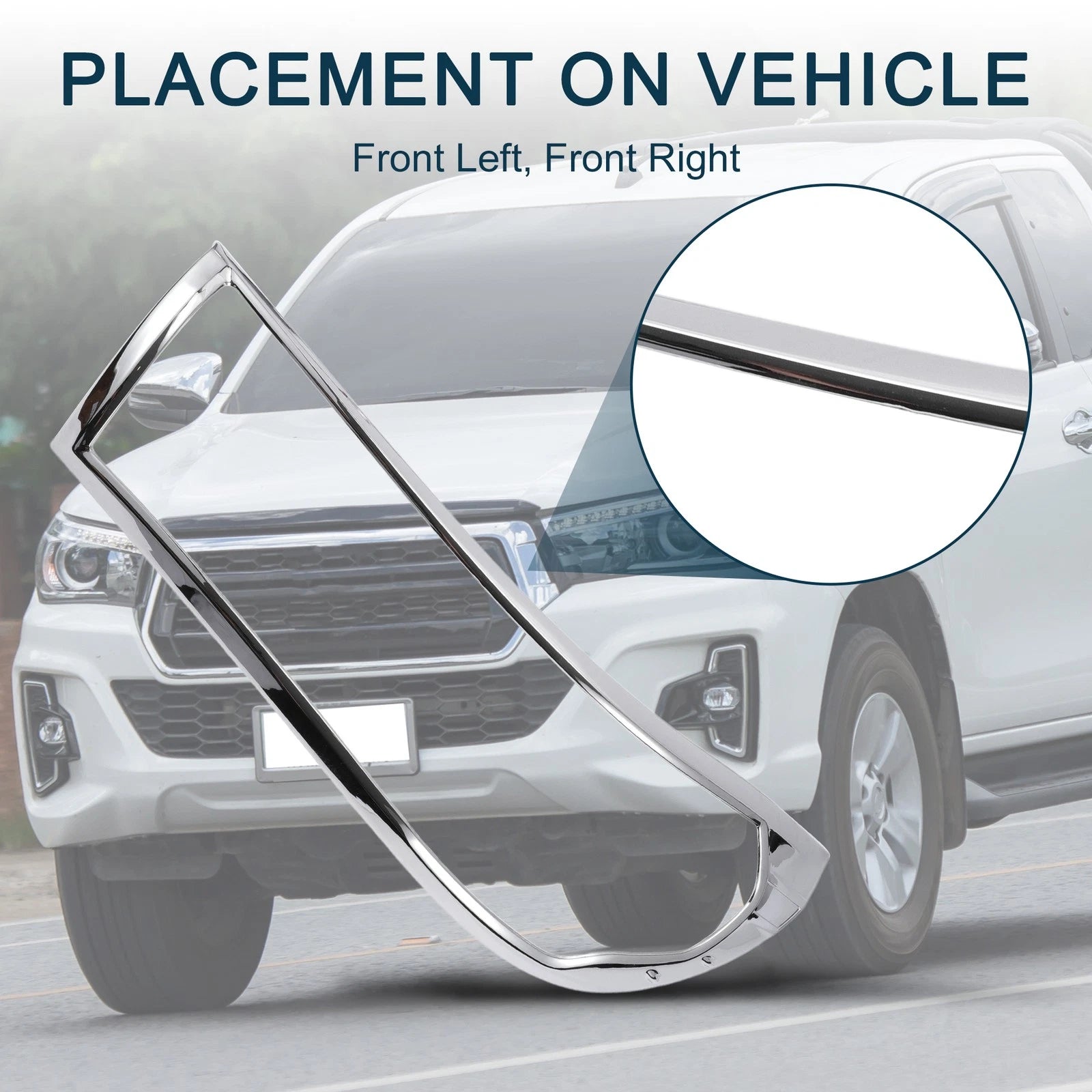 Front Headlight Trim Bezel Pair for Toyota Hilux Revo (2015–2017) Silver