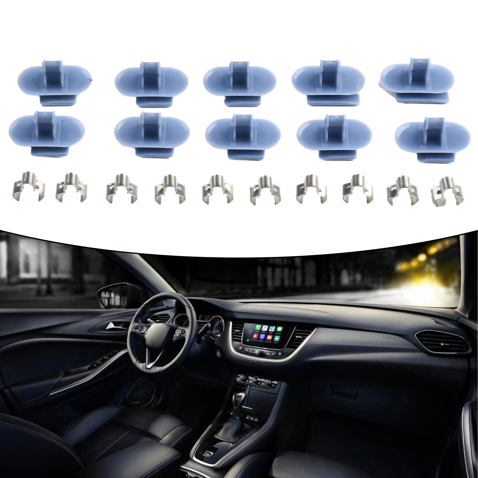 Set of 10 Plastic Clips for Trunk Trim Assembly - Blue Interior