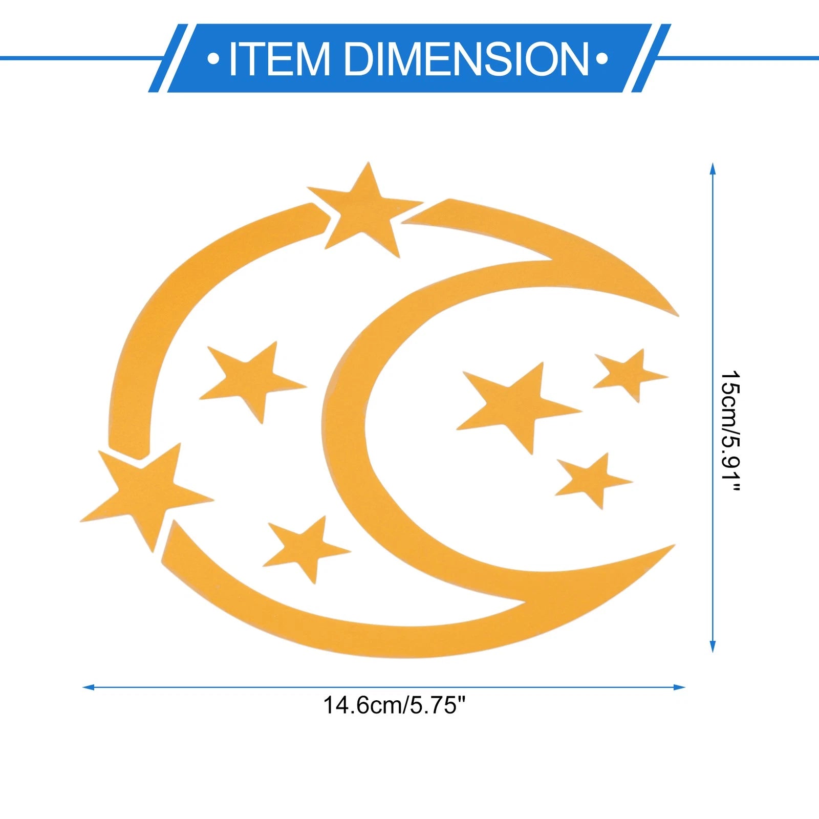 Reflective Bumper Decal for - Yellow Moon & Stars
