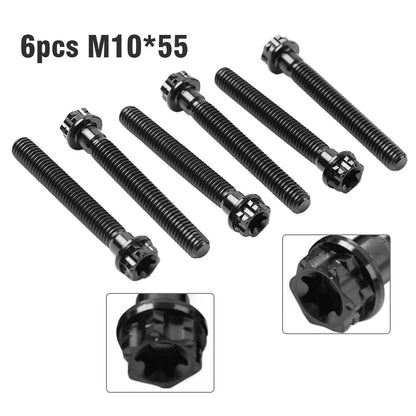 6X M10x55mm Titanium Torx Head Flange Screws for Motorcycle Bike