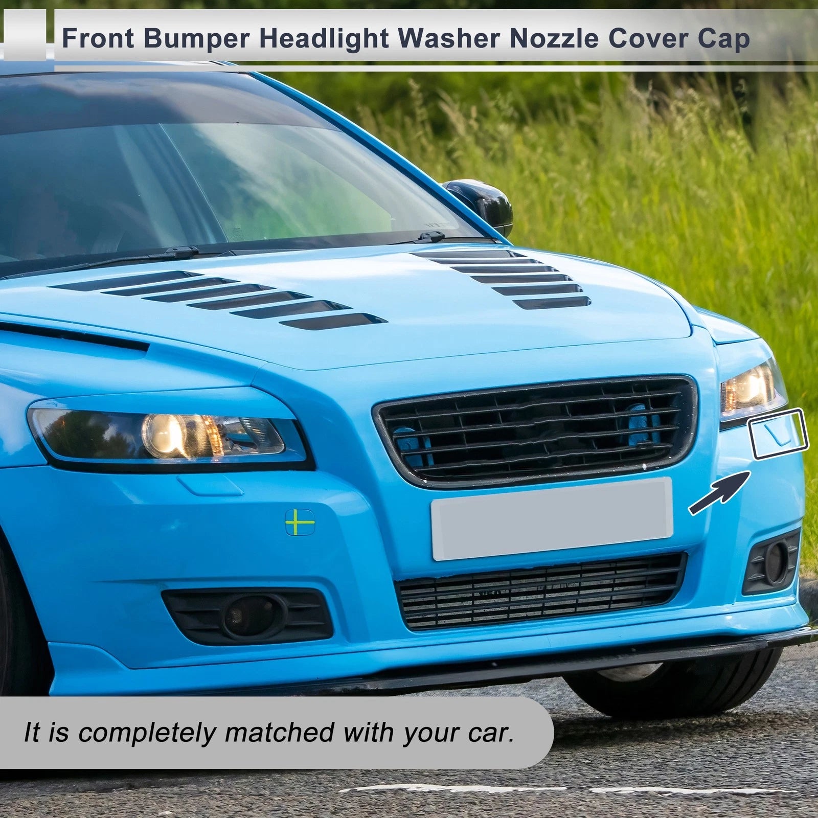 Bumper Headlight Washer Nozzle Cover Cap for Volvo S40 (2004–2011)