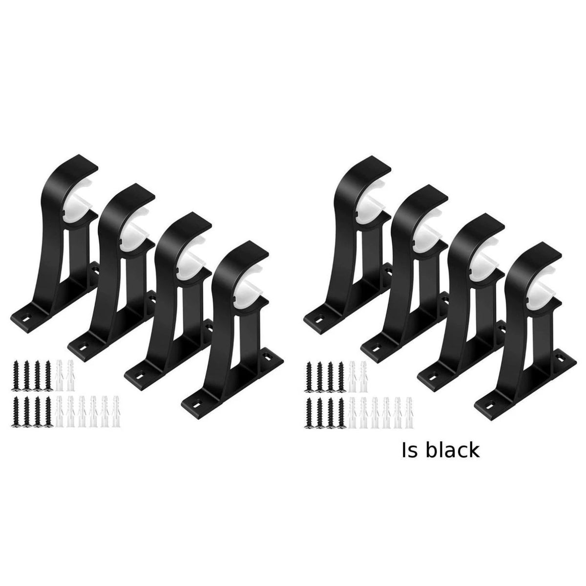 Curtain Rod Brackets for Clotheslines (Elegant Design, Black)