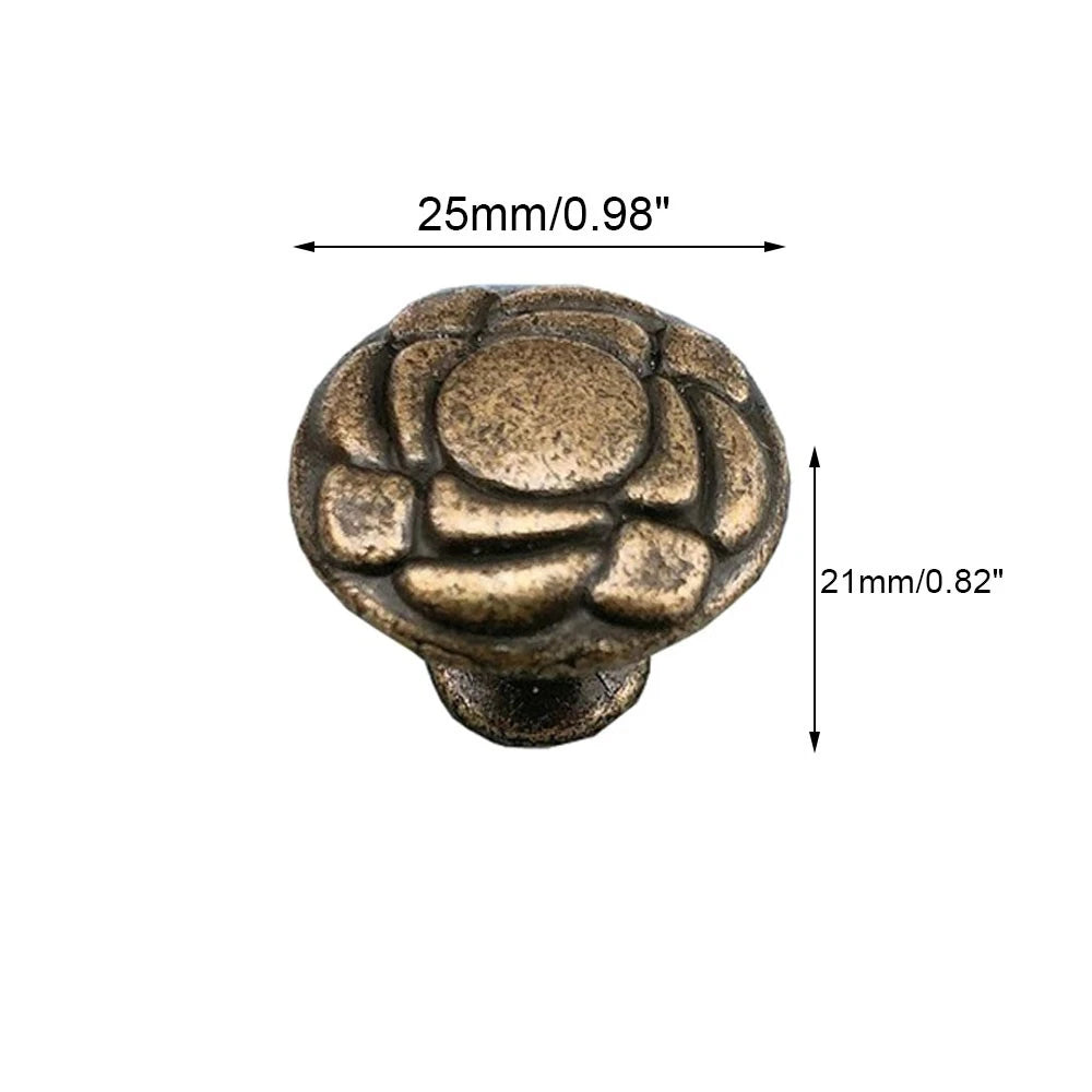 5Pcs Antique Flower Handle Knob Pull for Cabinet Drawer Jewelry Box