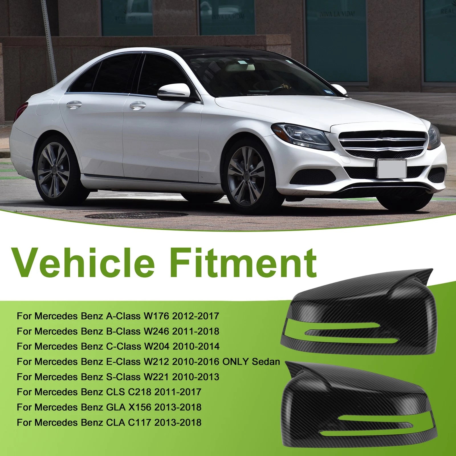 Mirror Cover Cap Replacement Pair for Mercedes-Benz A-Class W176 (2012–2017)
